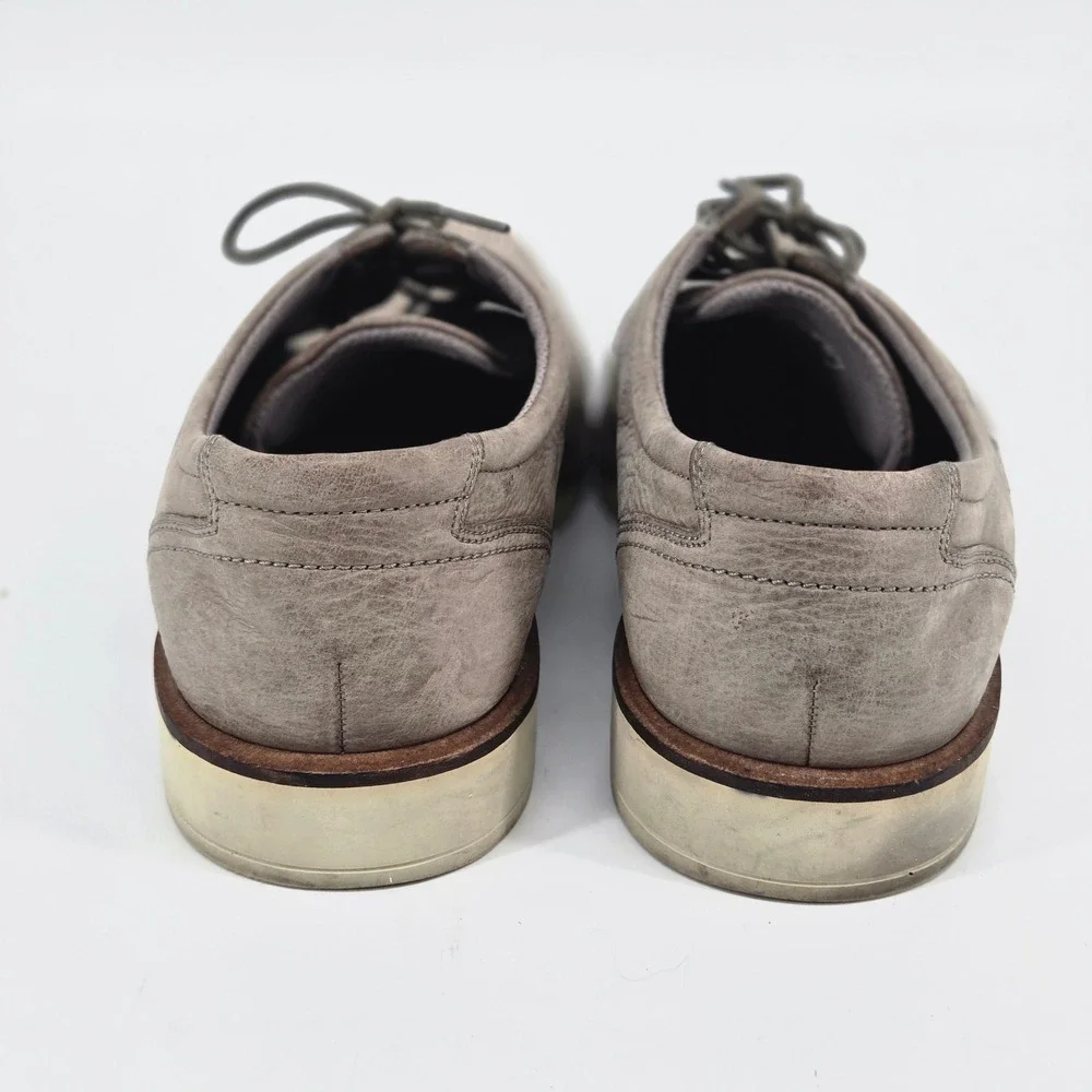 Ecco Melbourne Perforated Grey Nubuck Leather Derby Dress Shoes Men 45 US 11 GUC